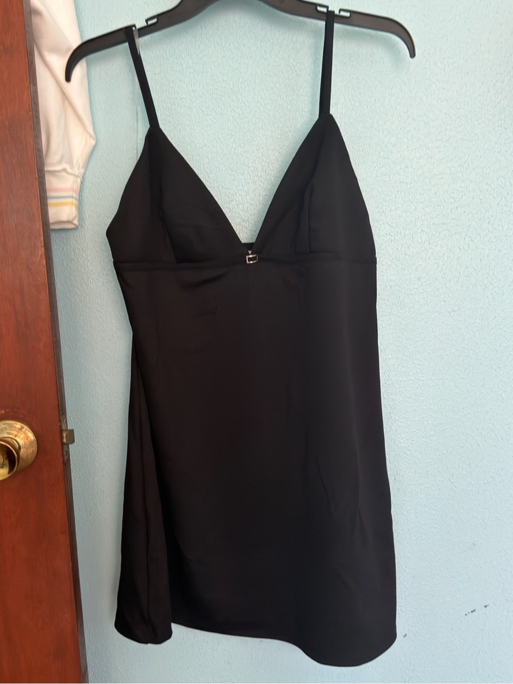 No Boundaries Black V-Neck Slip Dress with Spaghetti Straps